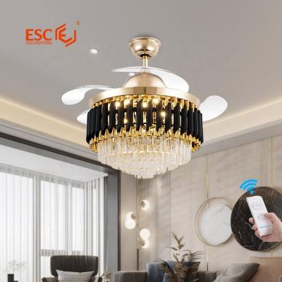 China Modern Luxury Crystal Chandelier 70w 3 Speed ​​Adjustable Wind Speed ​​Adjustable Ceiling Fan for sale