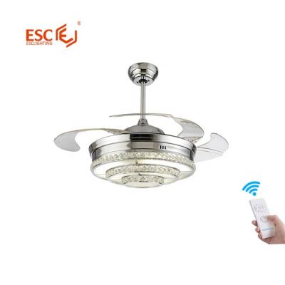 China ESCLIGHTING modern ww cw fan K9 variable crystal retractable invisible light ceiling led for sale