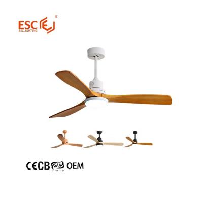 China Retro Simple Design Fan Lamp 52 Inch 220v 240v AC Power Modern Remote Control Wooden Ceiling Fan for sale