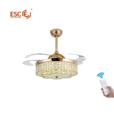 China Modern Fancy Gold 3 Decorative Invisible Gear Fan Ceiling Fan With Light And Chandelier Outdoor for sale