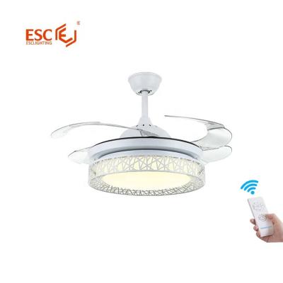 China Modern Design Modern Living Room Bed Room 3 Gear 42 Inch White Retractable Ceiling Fan With Light for sale