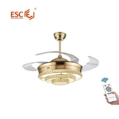 China Modern Fancy Decorative Retractable Blades Chandelier Fan Ceiling Fan Remote Control Led Light for sale