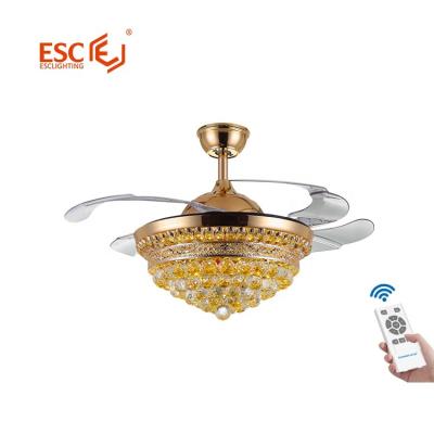 China Modern Silent Modern Pure Copper Motor 5 Speed ​​DC Lampshade Chandelier Light Fan Ceiling for sale