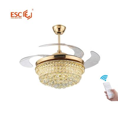 China 42 Inch Modern Luxury Decorative Pure Copper AC Motor Retractable Ceiling Fan Blades With Light for sale