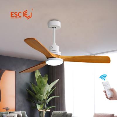 China With light hot sale AC silent ceiling fan 52 inch remote control modern solid wood ceiling fan with lights for sale