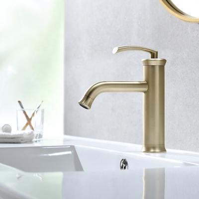 China Faucets New Arrival USA Market 59 Gold Bathroom Water Saving Metered Brushed Faucet for sale