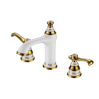 China High Quality Antique White Metered Basin Sink 3 Hole Bathroom Faucet High Quality for sale