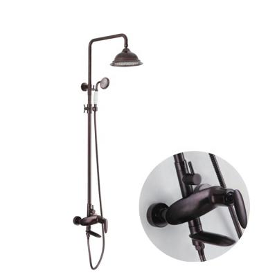 China With Slide Bar Stainless Steel Rainfall Square Hand Shower Thermostatic Brass Mixer Rose Gold Rain Bathroom Shower Set for sale