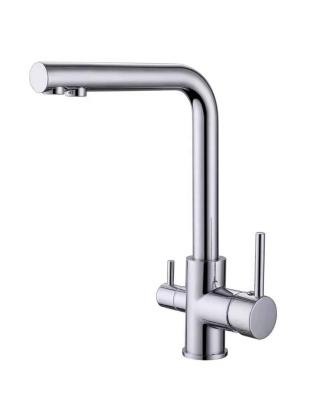 China Modern Style Modern Deck Mounted To Pass Hot And Cold Sleek Chrome Kitchen Faucet for sale