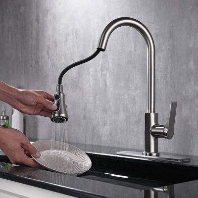 China Sense Faucets 360 Degree Swivel New Pull Down Brushed Nickel Kitchen Sink Mixer Tap for sale