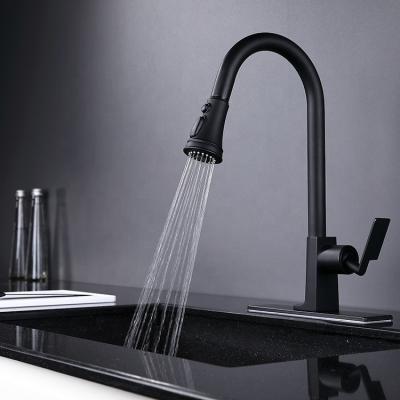 China Modern Durable Cupc Deck Mounted Single Handle Black Brass Kitchen Water Faucet for sale