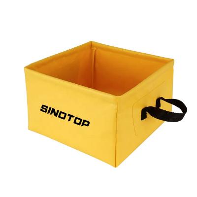 China Custom Logo Portable 13L Fashion Portable 500D Tarpaulin Cloth Colapsible Fruit Washing Outdoor Fishing Waterproof Folding Bucket for sale