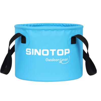 China Live Fish Fishing Bucket Tarpaulin 13L Waterproof Portable Foldable Outdoor Collapsible PVC for sale