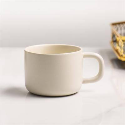 China 200ml Eco-Friendly Sustainable Cheap Color Round Shape Tea Mug Beige Matte Ceramic Mug Customized Coffee Mug for sale