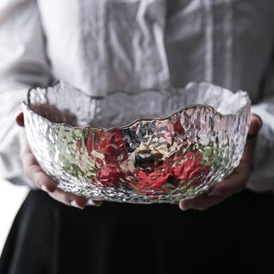 China Viable the latest design irregular shape glass salad mixing bowl for restaurant for sale