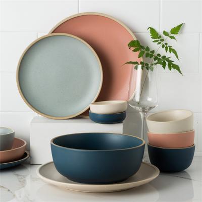 China Viable European Matte Luster Style Dinner Dish Spotted Porcelain Fine Dinner Set Tableware For Restaurant for sale