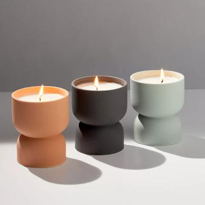 China Wholesale Simple Unique Design Wedding Decoration Good Quality Matte Ceramic Candle Jars Without Lid for sale