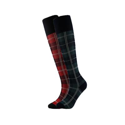 China SMILEY New Design Comfortable Cotton Blend Women Long Plaid Breathable Pattern Knee High Socks For School Girl for sale