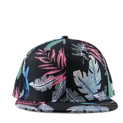 China SMILEY Wholesale Hot Sale Good Quality New Style JOINT School Flat Plain Hawaii 6-Panel Leaf Print Caps Hats for sale