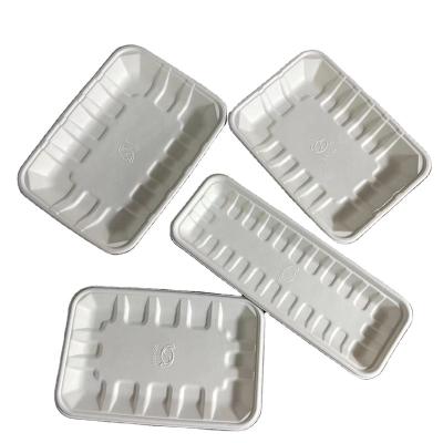 China Wholesale Disposable 100% Biodegradable Bagasse Disposable Dishes And Dishes Food Rectangular Sushi Serving Trays for sale