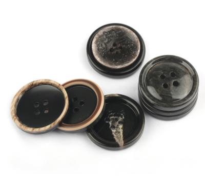 China Viable flatback 4 holes resin buttons with beads for garment accessories and engraving of clothing buttons for sale