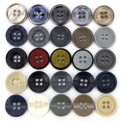 China New Arrival Washable Resin 4 Holes Engraved Custom Buttons Logo For Coat for sale