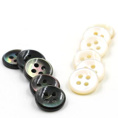 China Small Washable Fancy White and Black 4 Button Hole Buttons for Men's Shirt for sale