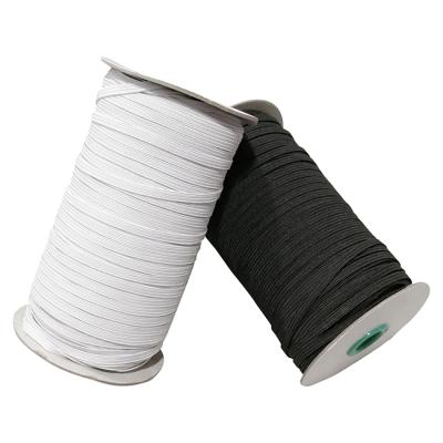 China Black and White Flat Elastic Band Elastic Braided Band 6mm Braided High Quality High Elastic Band Elastic Band for sale