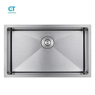 China Without Faucet 32x18 Inch Custom Handmade Deep Single Bowl Stainless Steel Undermount Kitchen Sink for sale