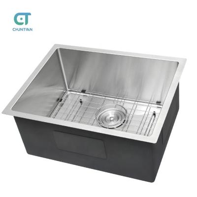 China Without Faucet 23x18 Inch Stainless Steel Bowl Handmade Rectangular Deep Single Bowl Undermount Kitchen Sink for sale