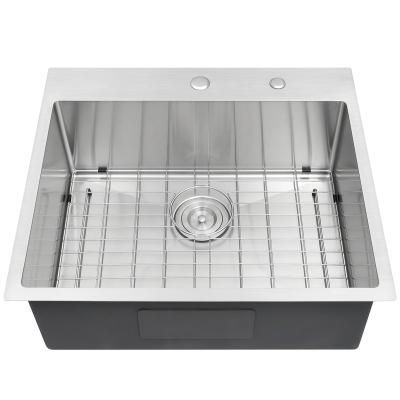 China Without SUS304 multifunctional faucet drop in topmount single bowl handmade kitchen sink with glass cup rinser for sale