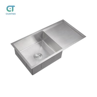 China Without Faucet Custom Handmade Single Bowl Stainless Steel Undermount Kitchen Sink With Drain for sale