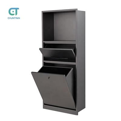 China Modern Nano Stainless Steel Black Bathroom Shower Wall Niche With Drawer Bin for sale