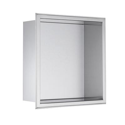 China Modern No Tiled Recessed Drop In Heavy Duty 304 Stainless Steel Square Bathroom Shower Wall Niche With Light for sale