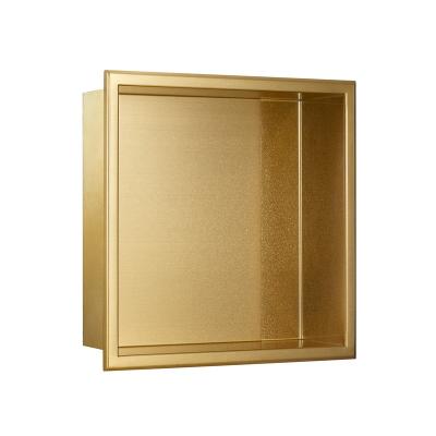 China Modern gold color square 12x12 inch stainless steel bathroom shower wall niche for bathroom bases for sale