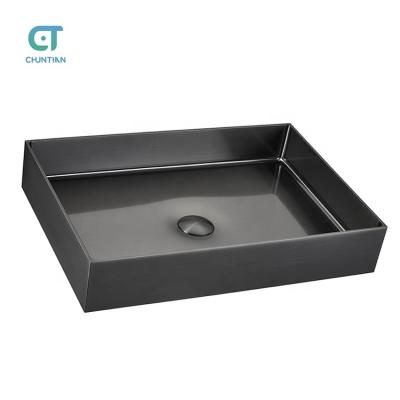 China Easy Clean Nano Gunmetal Pvd Stainless Steel Wash Basin Custom Handmade Square Bathroom Above Counter Sinks for sale