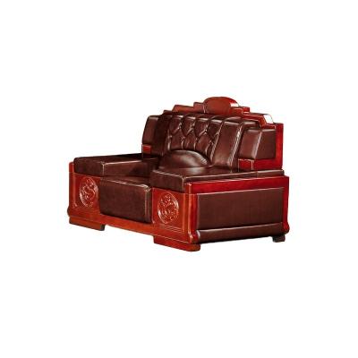 China Good quality with low price cheap leather sofa with wood carving for living room /factory direct sale office sofa E9105 for sale