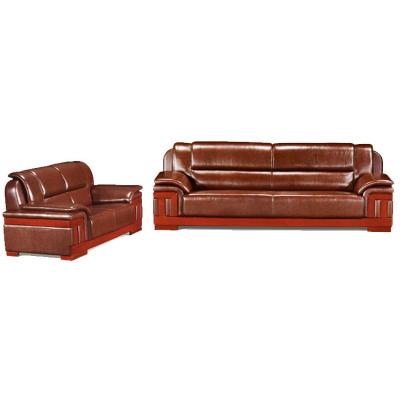 China Good quality with low price office sofa set - heavy duty classic wood frame long leather office sofa E9087 1+2+4 for sale