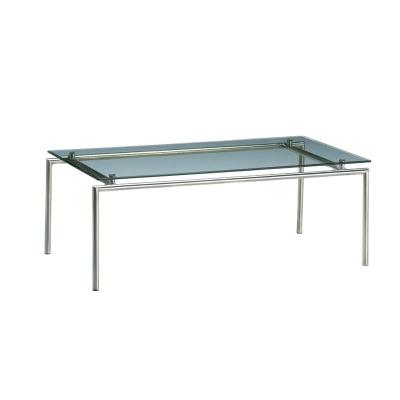 China Modern Cheap Single Glass Top Stainless Steel Frame Dining / Coffee Table L18 for sale