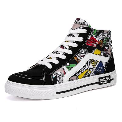 China Fashion trend custom brand graffiti hand painted sneakers wholesale price unisex Hightop canvas shoes for sale