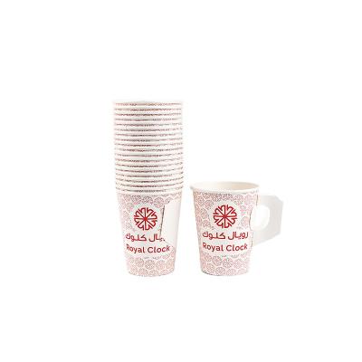 China Hot Selling Customizable Disposable Disposable With Handle Paper Cups With Handle For Coffee Packaging for sale