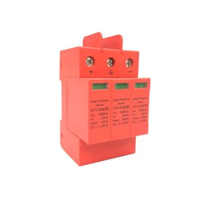 China UL94-V0 Flame Retardant Plastics 1000Vdc PV SPD 3P 20-40KA DC DC Surge Protector For Solar System for sale