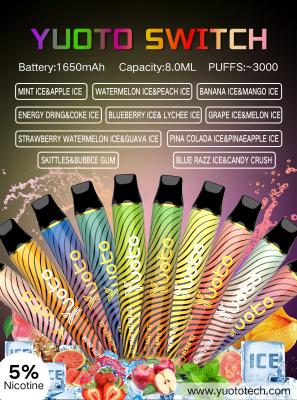 China De Douane Elektronische Sigaret 3000 Rookwolk 8ml Juice Capacity van de Yuotoschakelaar Te koop