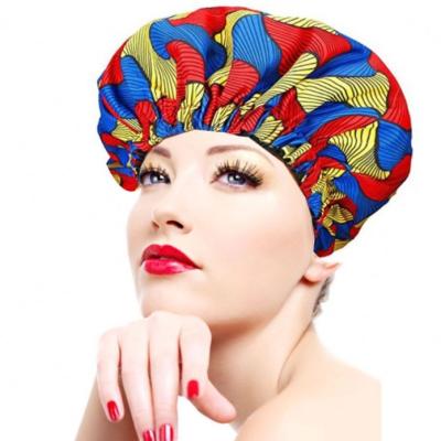 China Amazon Supply Fashion Reversible Satin Plus Size Hot Double Layer Striped Women's Ankara Print Hood African Hoods for sale