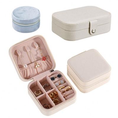 China Fashionable Portable Jewelry Storage Case PU Leather Hot Sale Women Girls Earrings Ear Stud Box Organizer Small Travel Jewelry Boxes for sale