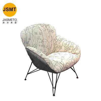 China Modern Simple Fashion Armchairs Nordic Living Room Leisure Sofa Chair Sketch Printing Style for sale