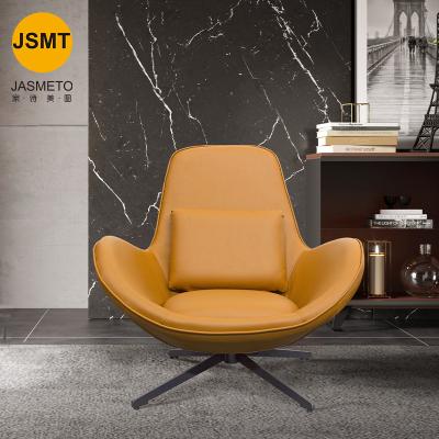 China JASMETO Leisure Chair Design Wooden Frame Sofa Chair Rotatable Modern PU Leather Accent Chairs For Living Room for sale