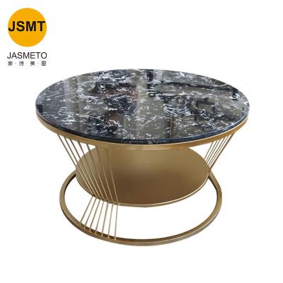 China Fashion Factory Price Round Hot Sales Rose Gold Stainless Steel Metal Tea Marble Top Coffee Table Side View Metal Frame for sale