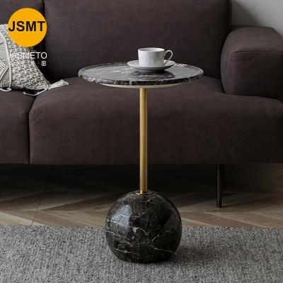 China Fashion Special Design Small Round Side Tables With Marble Base Popular Living Room Furniture Modern Coffee Table Stainless Steel Bracket for sale