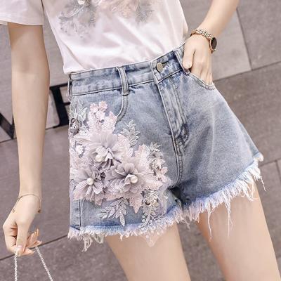 China VFLT455-2021 new style QUICK DRY high waist jeans shorts woman 2021 lace up shorts women love&roses jeans for sale